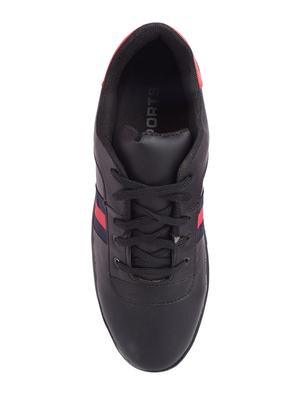 black leatherette lace up sneakers - 15778777 - Standard Image - 4