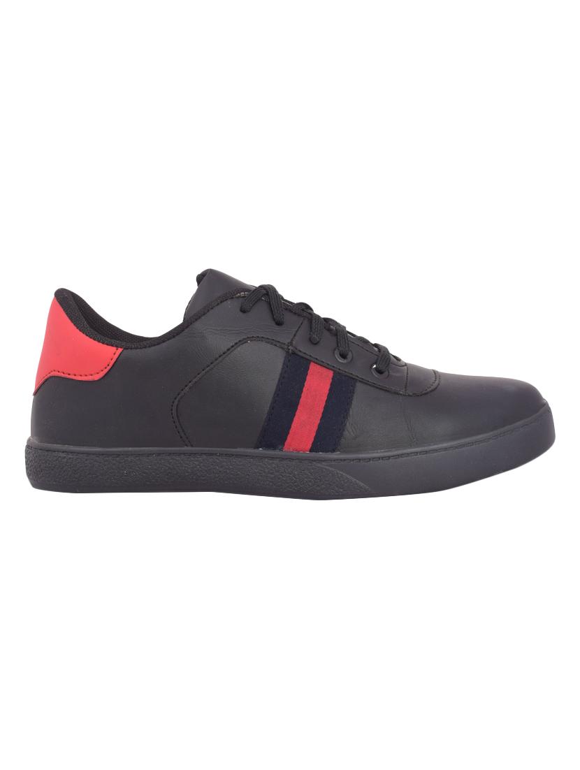 black leatherette lace up sneakers - 15778777 - Zoom Image - 1