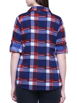 checkered roll tab sleeved shirt - 15778800 - Standard Image - 3
