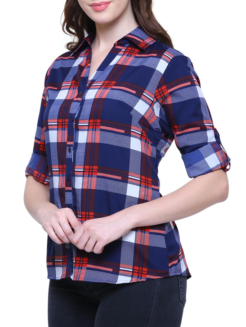 checkered roll tab sleeved shirt - 15778800 - Zoom Image - 2