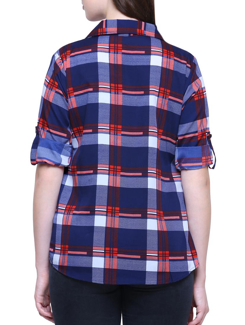 checkered roll tab sleeved shirt - 15778800 - Zoom Image - 3