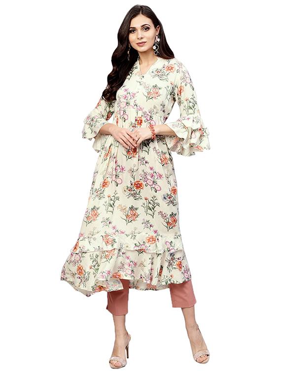 tiered bell sleeves kurta - 15778840 - Zoom Image - 1