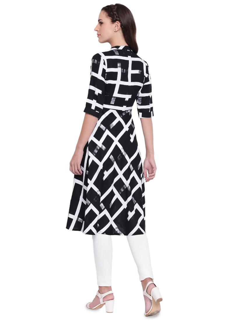 printed flare kurta with tassels - 15778844 - Zoom Image - 3