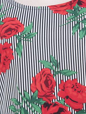floral striped a-line dress - 15778858 - Standard Image - 4