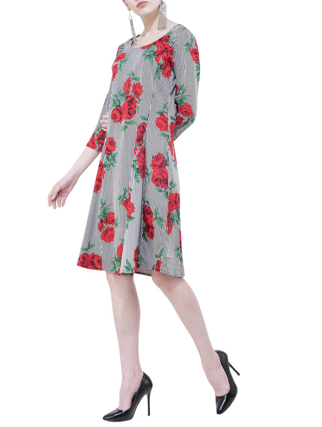 floral striped a-line dress - 15778858 - Zoom Image - 2