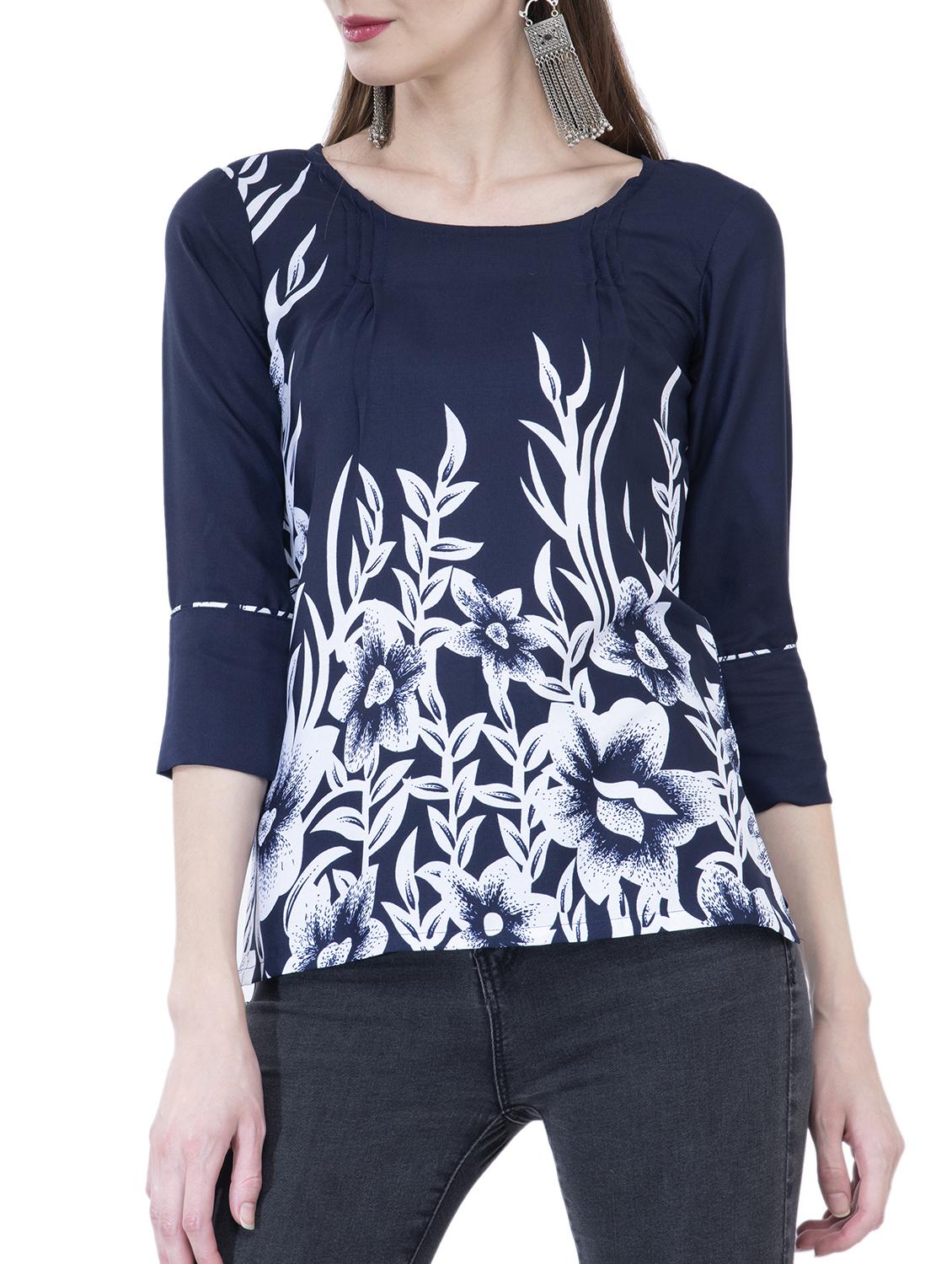 pintuck detail floral top - 15778866 - Zoom Image - 1