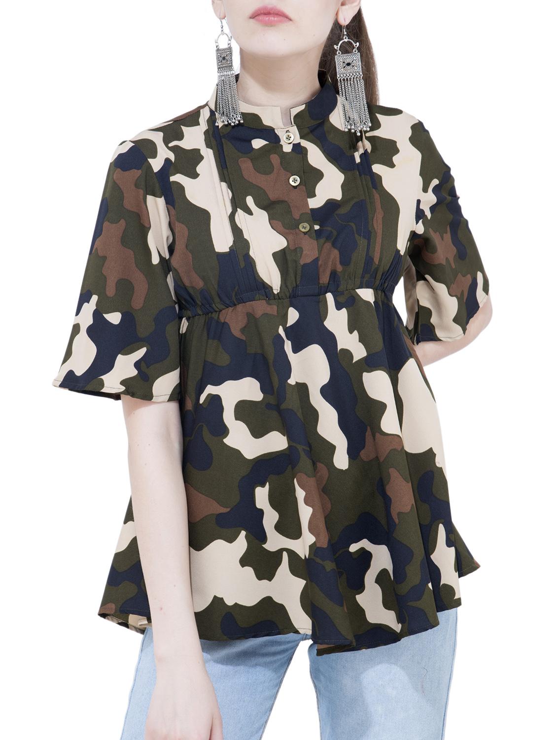camouflage button detail top - 15778878 - Zoom Image - 1