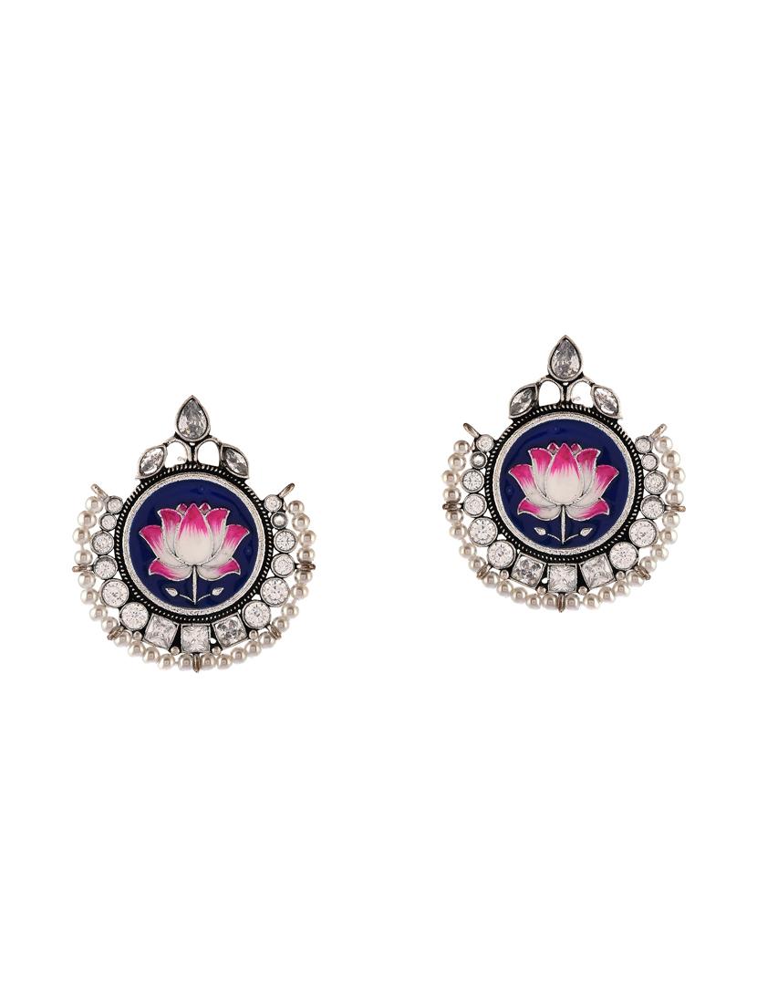 blue brass studs earring - 15779897 - Zoom Image - 1