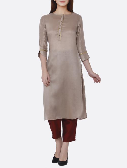 Solid a-line kurta - 15779928 - Very Small Image - 1
