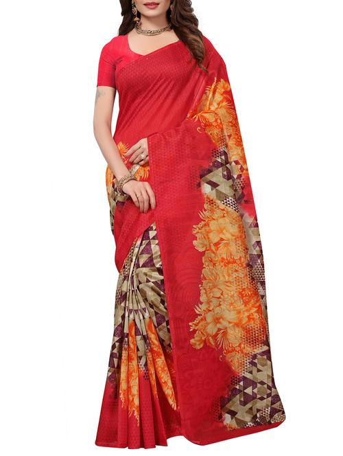 Printed Art Silk saree with blouse - 15780276 - Standard Image - 1