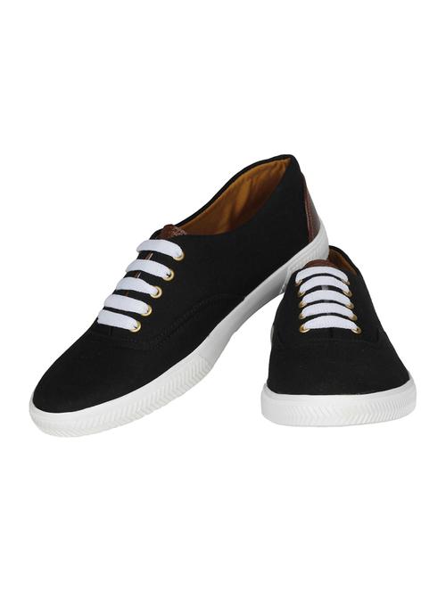 black Canvas lace up sneakers - 15782082 - Standard Image - 1