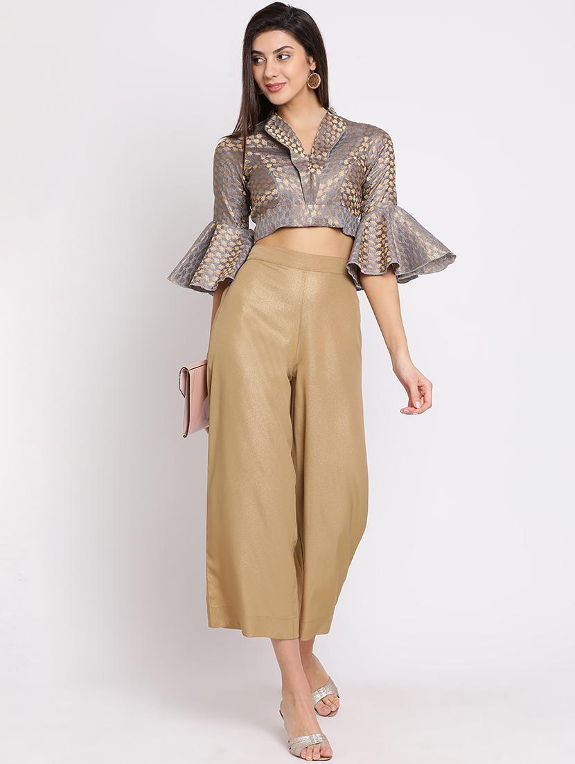 zari self-design bell sleeved blouse - 15782211 - Zoom Image - 4