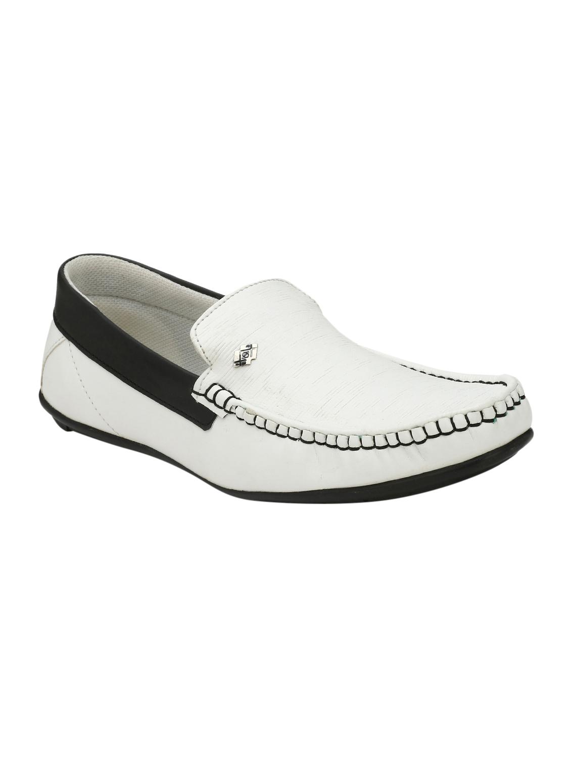 white leatherette slip on loafers - 15784142 - Zoom Image - 1