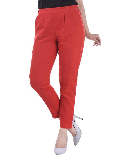 brick red gathered back trousers - 15784928 - Standard Image - 1