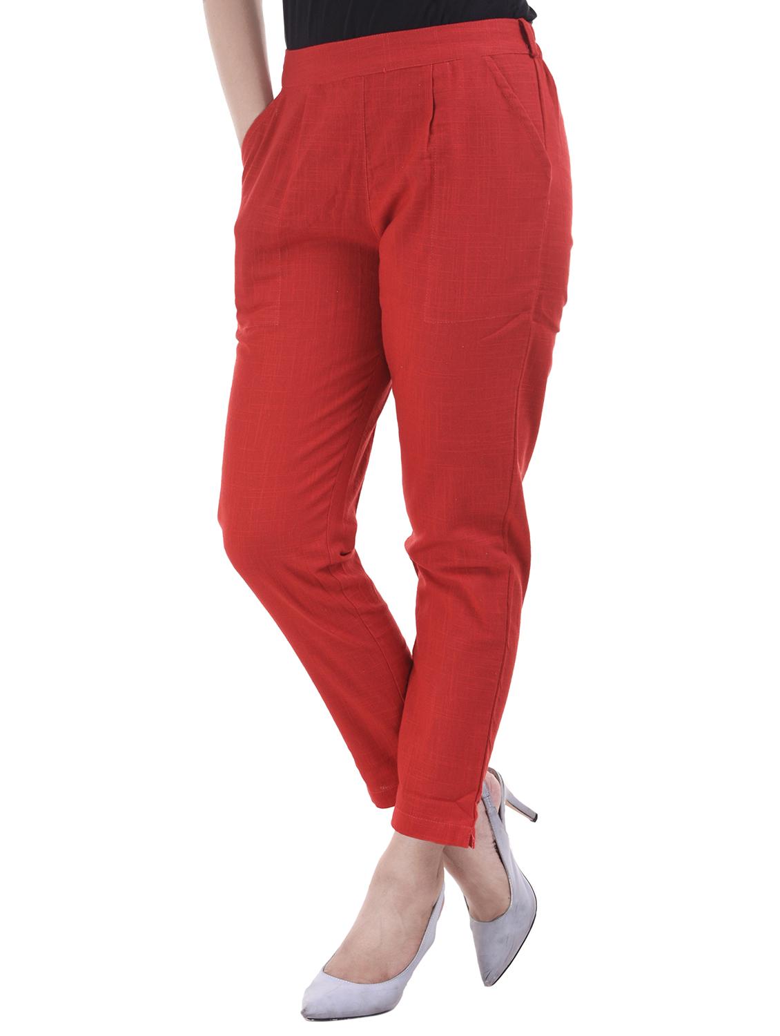 brick red gathered back trousers - 15784928 - Zoom Image - 2