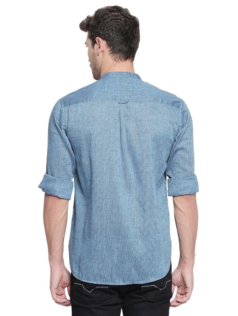 blue solid short kurta - 15785065 - Zoom Image - 3
