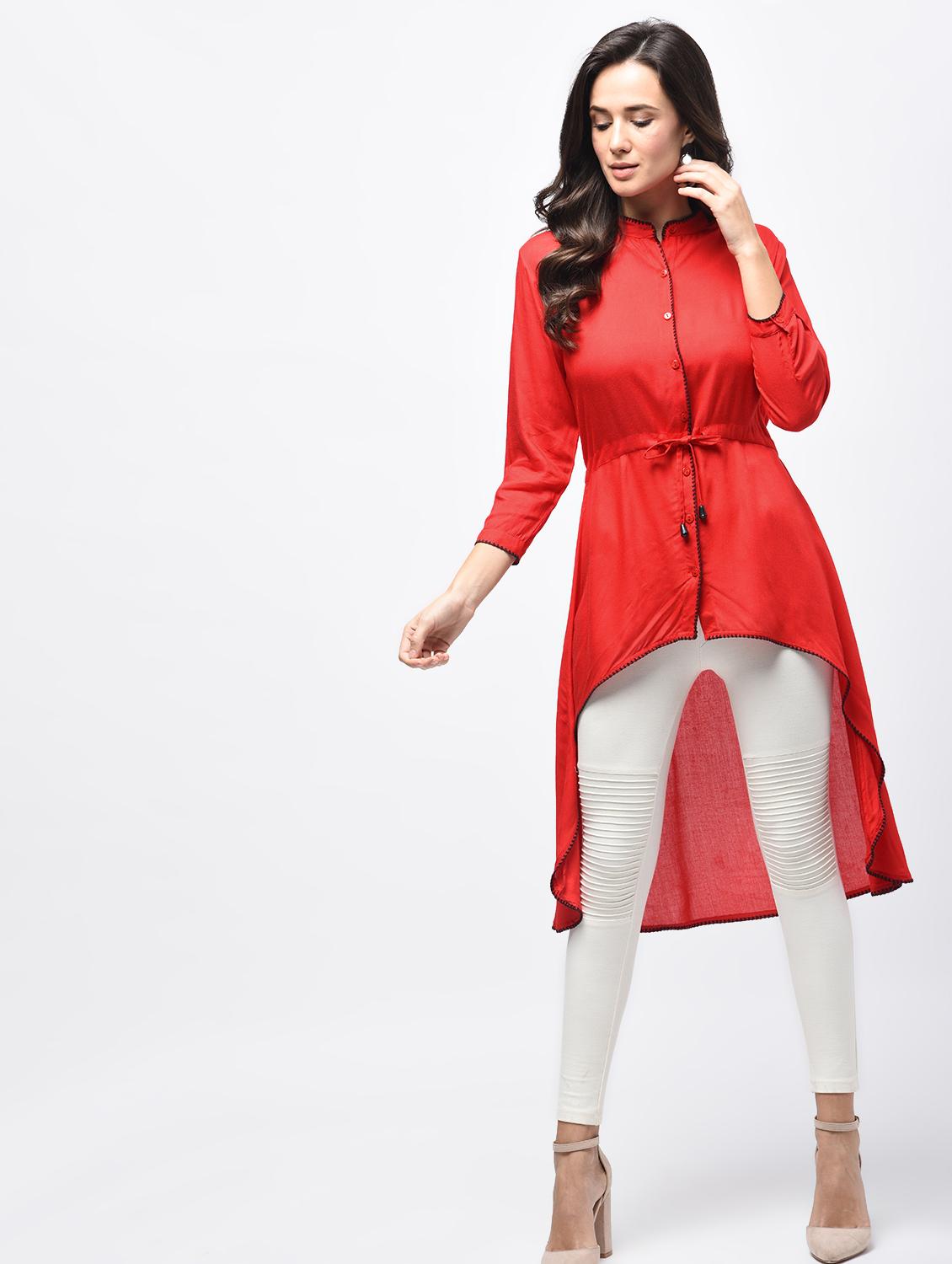high low solid kurti - 15788593 - Zoom Image - 1