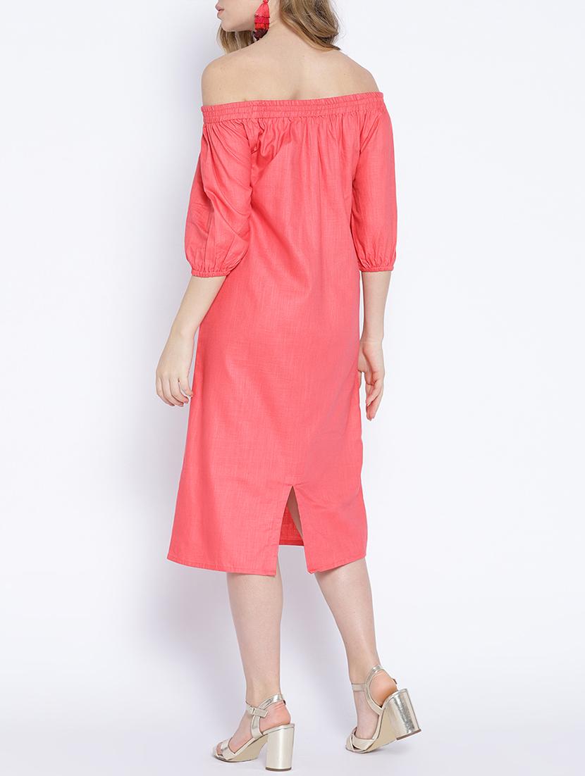 smocked off shoulder button detail dress - 15788605 - Zoom Image - 3