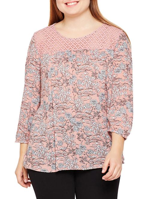 lace detail floral plus top - 15788985 - Standard Image - 1