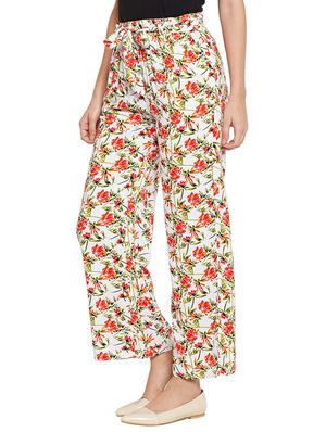 self tie waist floral wide leg trouser - 15789014 - Standard Image - 2