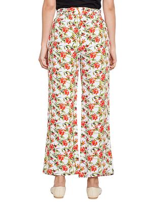 self tie waist floral wide leg trouser - 15789014 - Standard Image - 3