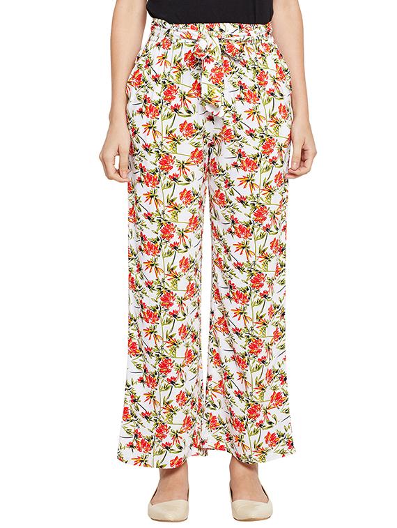 self tie waist floral wide leg trouser - 15789014 - Zoom Image - 1
