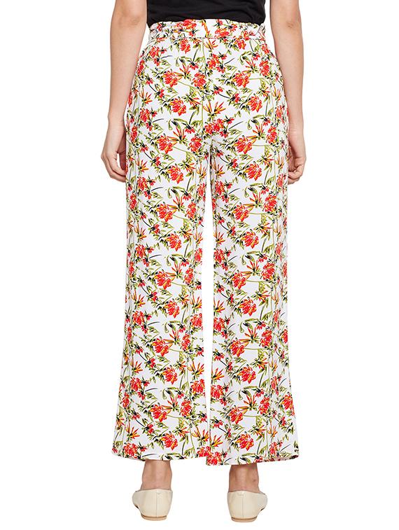 self tie waist floral wide leg trouser - 15789014 - Zoom Image - 3