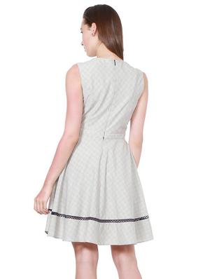lace detail embroidered flared dress - 15790828 - Standard Image - 3
