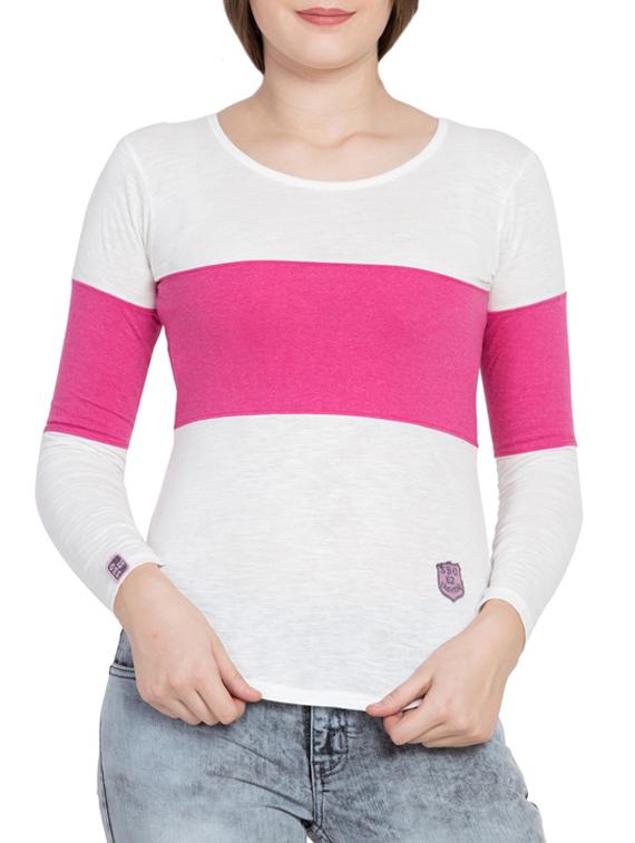 color block curved hem tee - 15791411 - Zoom Image - 1