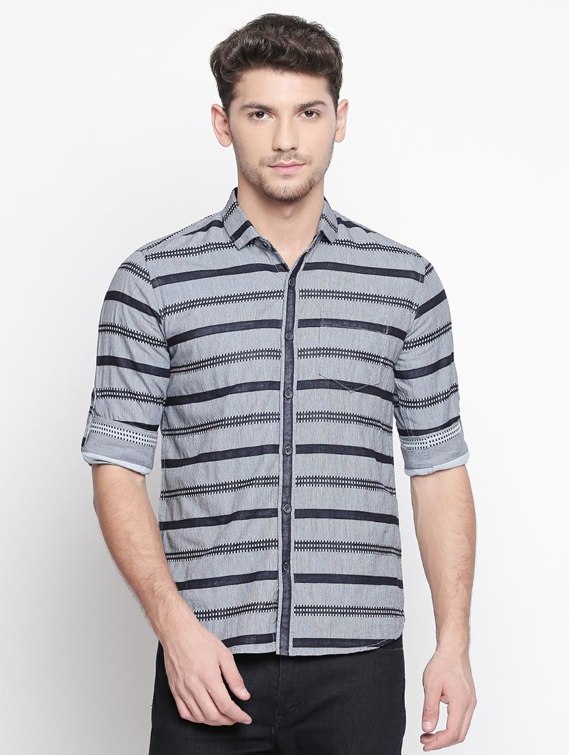 grey striped casual shirt - 15791625 - Zoom Image - 1