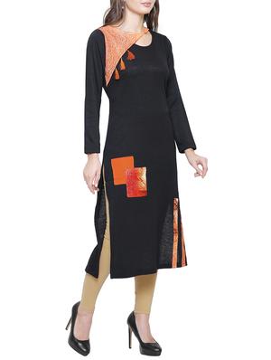 patch work woolen kurta with tassels - 15791884 - Standard Image - 2