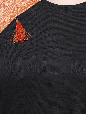 patch work woolen kurta with tassels - 15791884 - Standard Image - 4