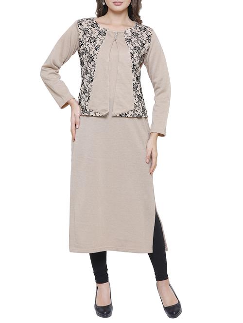 straight printed woolen kurta - 15791896 - Standard Image - 1
