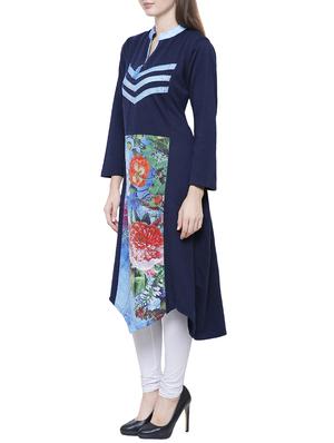 floral asymmetric woolen kurta - 15791897 - Standard Image - 2