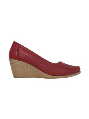 maroon slip on wedges - 15792413 - Standard Image - 2