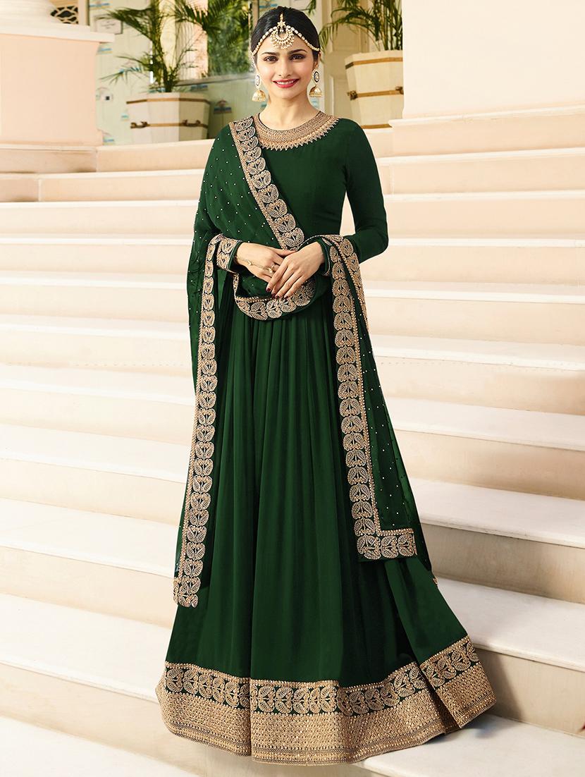 embroidered semi-stitched flared suit - 15792759 - Zoom Image - 1