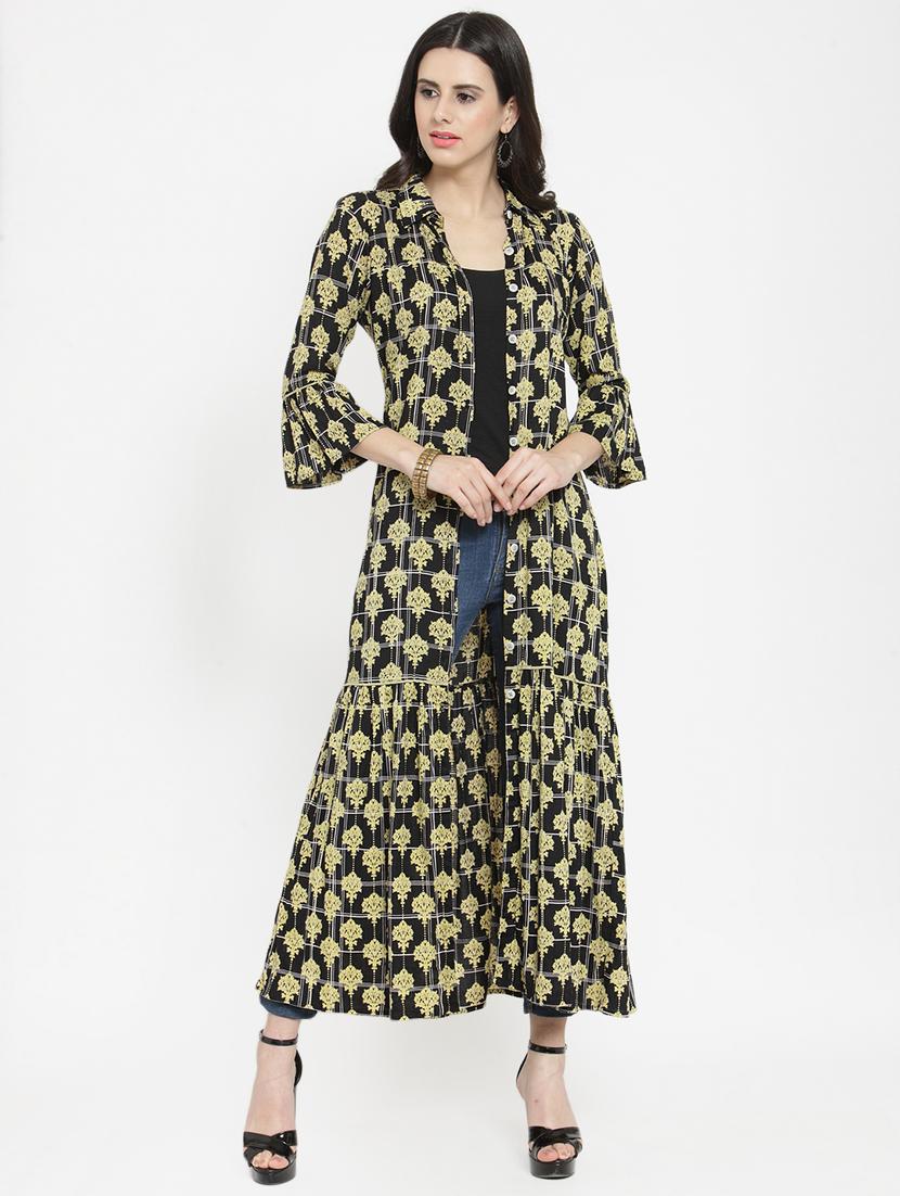 Printed bell sleeved drawstring shrug - 15792934 - Zoom Image - 1
