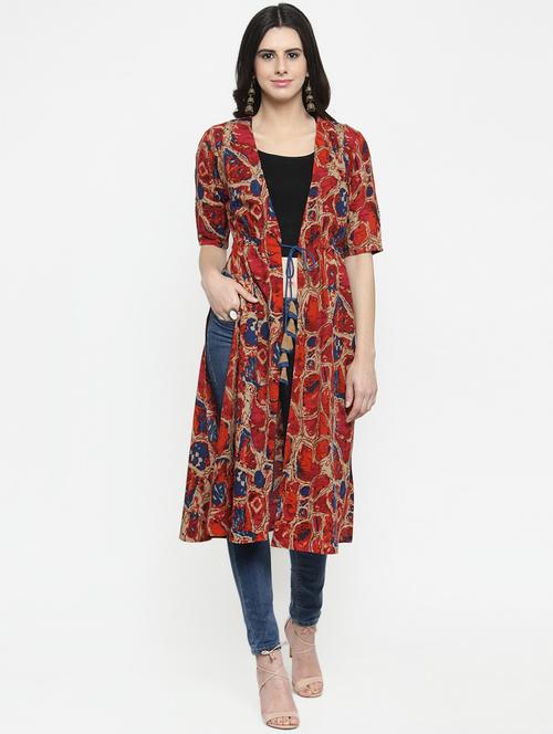 printed front drawstring shrug - 15792939 - Standard Image - 1