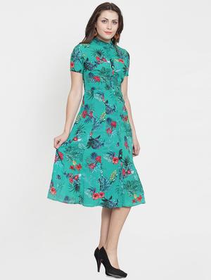 button-up floral flared dress - 15793579 - Standard Image - 2
