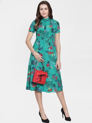 button-up floral flared dress - 15793579 - Standard Image - 4