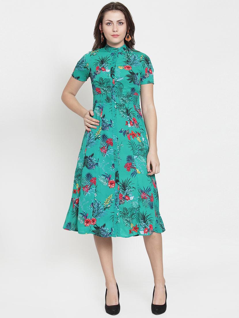 button-up floral flared dress - 15793579 - Zoom Image - 1