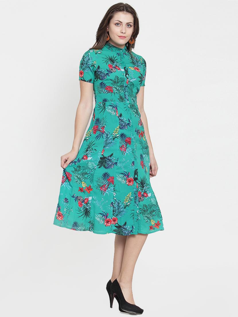 button-up floral flared dress - 15793579 - Zoom Image - 2