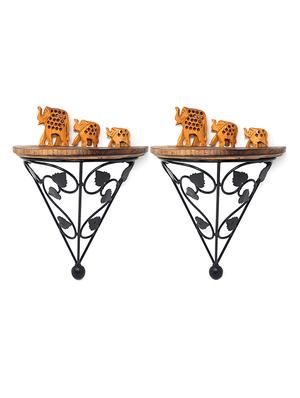 wooden & iron fancy design wall bracket set of 2 - 15795490 - Standard Image - 2
