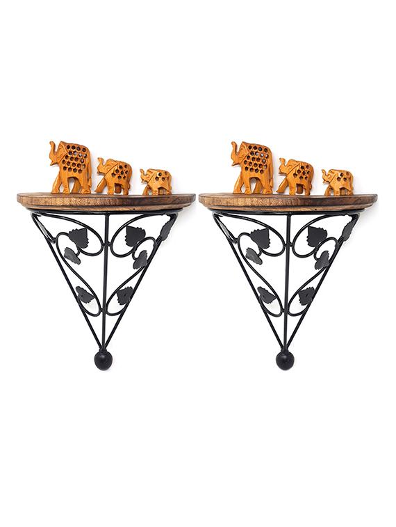 wooden & iron fancy design wall bracket set of 2 - 15795490 - Zoom Image - 2
