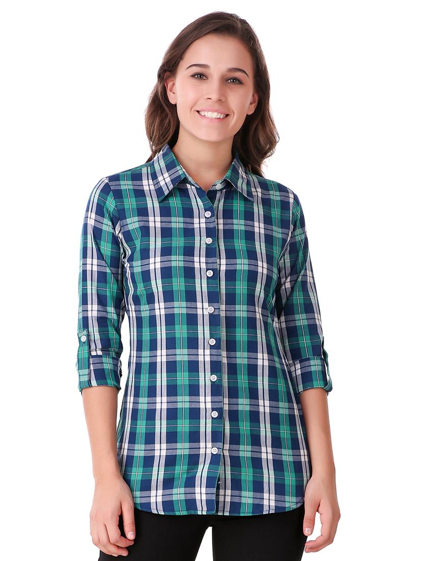 plaid roll tab sleeved shirt - 15795728 - Zoom Image - 1