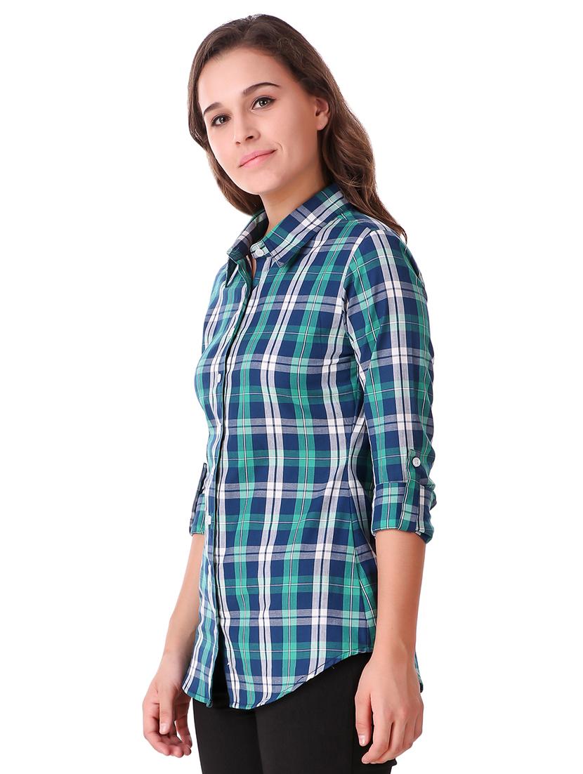 plaid roll tab sleeved shirt - 15795728 - Zoom Image - 2