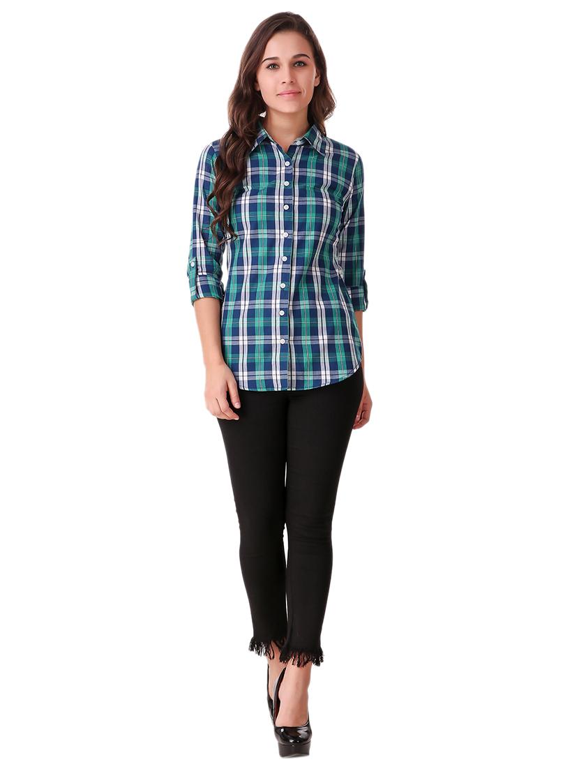 plaid roll tab sleeved shirt - 15795728 - Zoom Image - 4