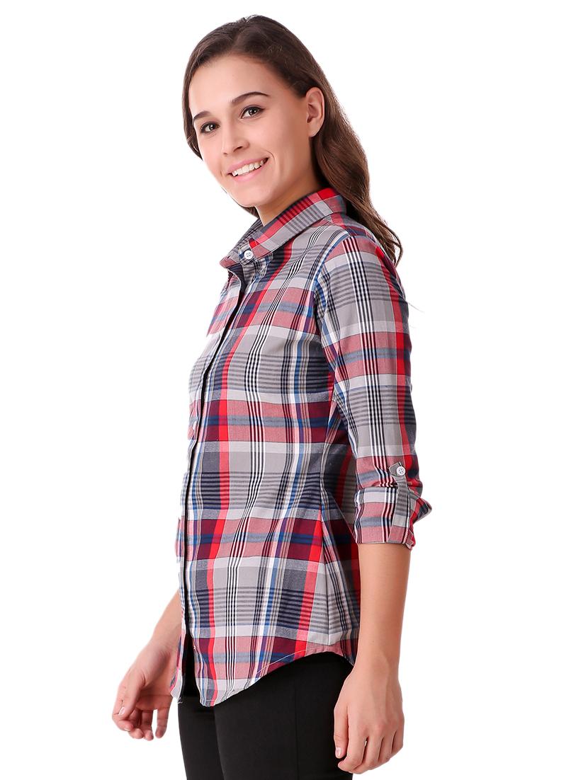 plaid roll tab sleeved shirt - 15795729 - Zoom Image - 2