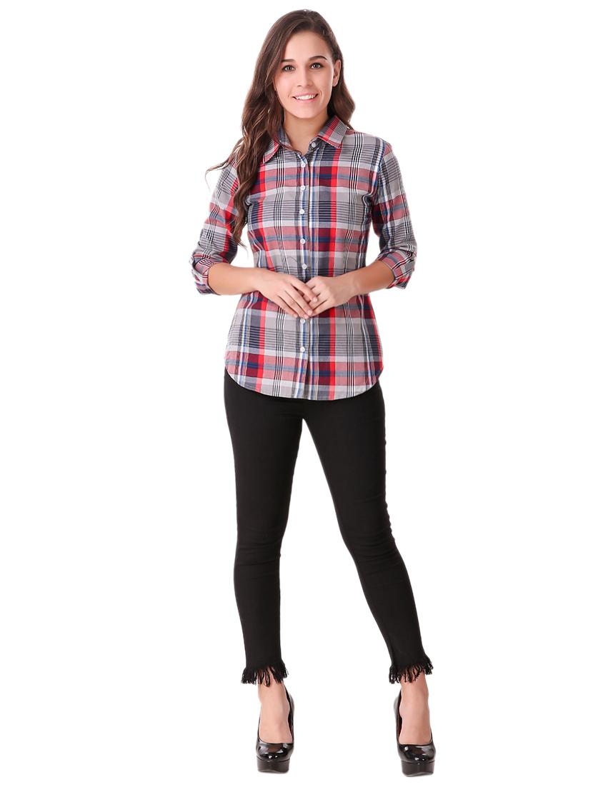 plaid roll tab sleeved shirt - 15795729 - Zoom Image - 4