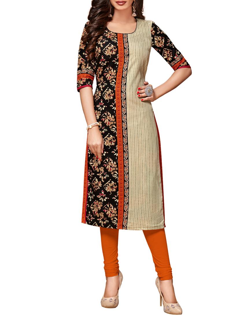 printed straight kurta - 15796044 - Zoom Image - 1